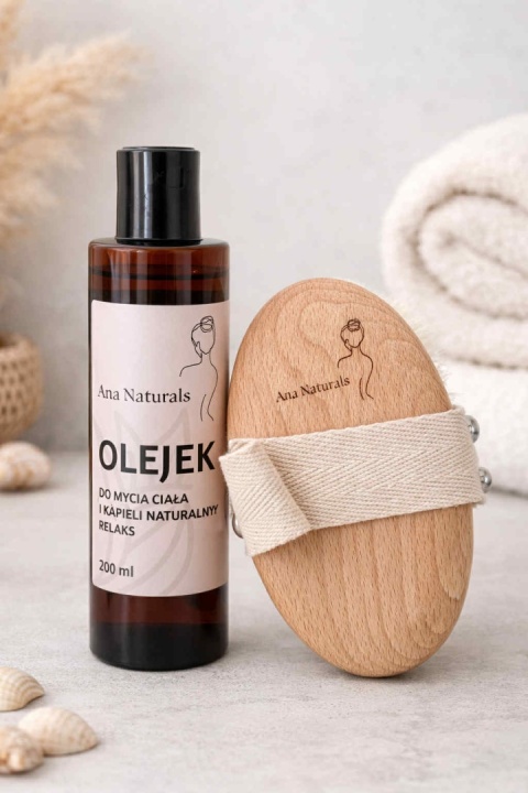 Zestaw Body Glow: Miękka Szczotka + Naturalny Olejek Myjący